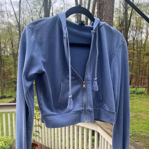 Wild Fable Blue Cropped Zip-Up Hoodie XS - Picture 1 of 4